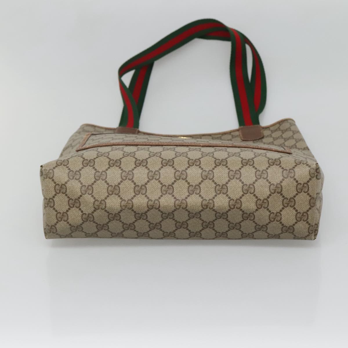 GUCCI GG Supreme Web Sherry Line Tote Bag PVC Beige Gold 39 02 003 Auth 134157