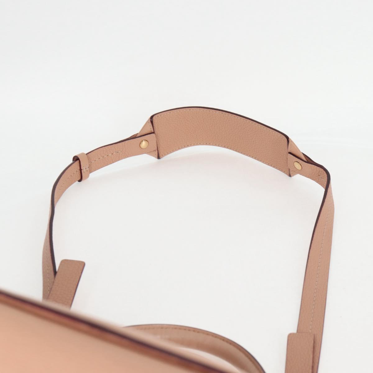 Chloe Everston Hand Bag Leather 2way Beige Gold Auth 134169V