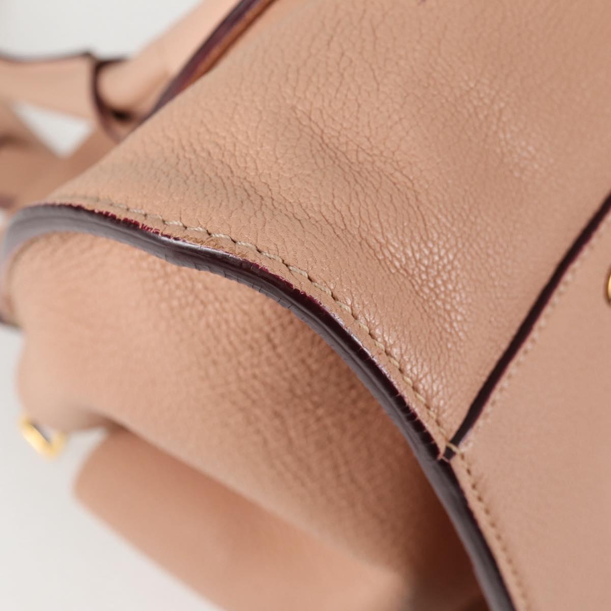 Chloe Everston Hand Bag Leather 2way Beige Gold Auth 134169V