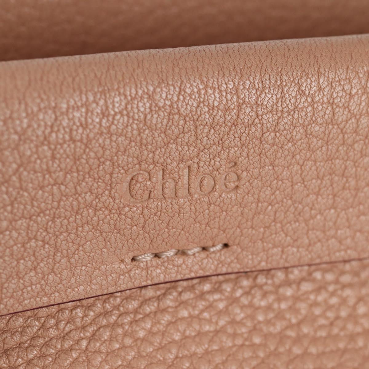 Chloe Everston Hand Bag Leather 2way Beige Gold Auth 134169V