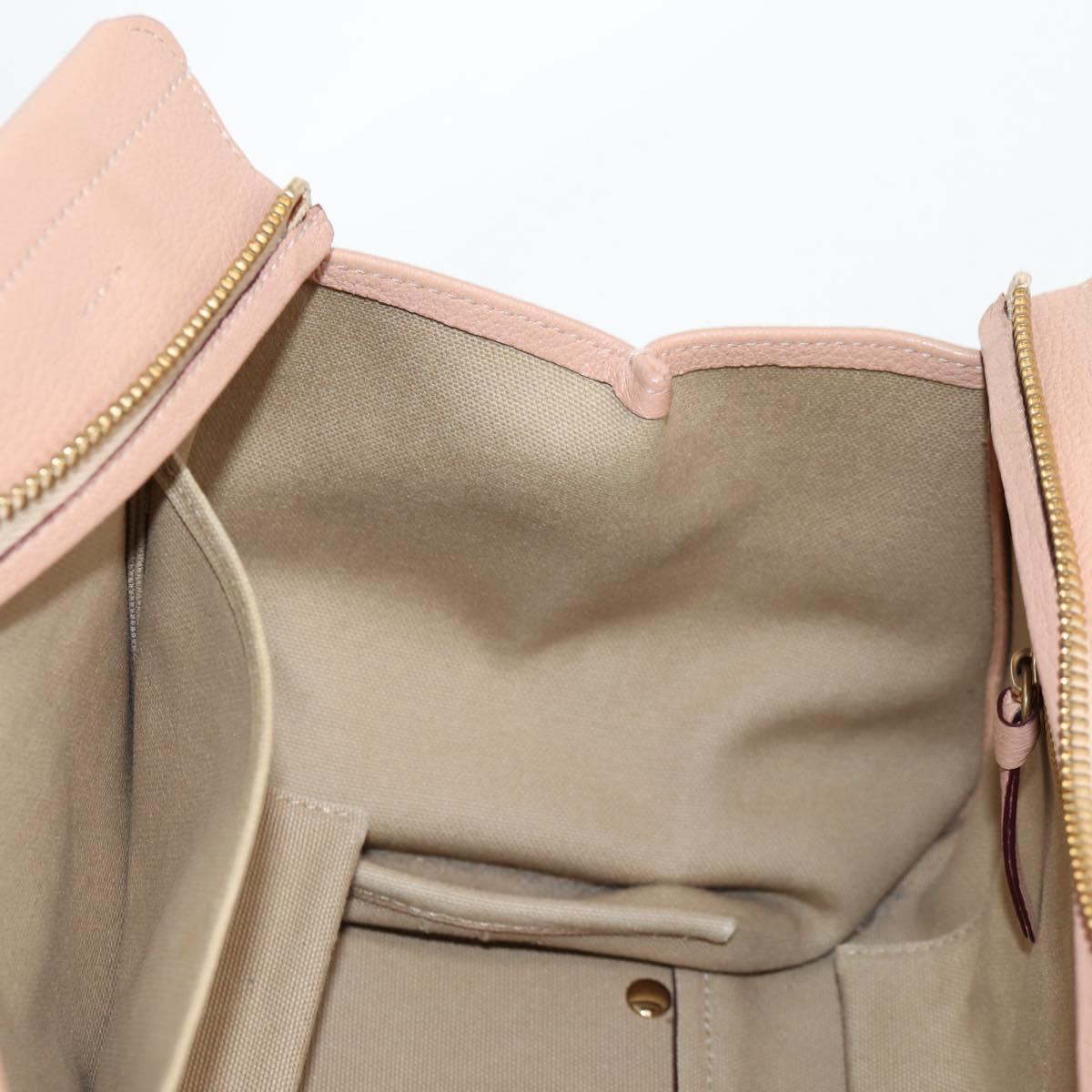 Chloe Everston Hand Bag Leather 2way Beige Gold Auth 134169V