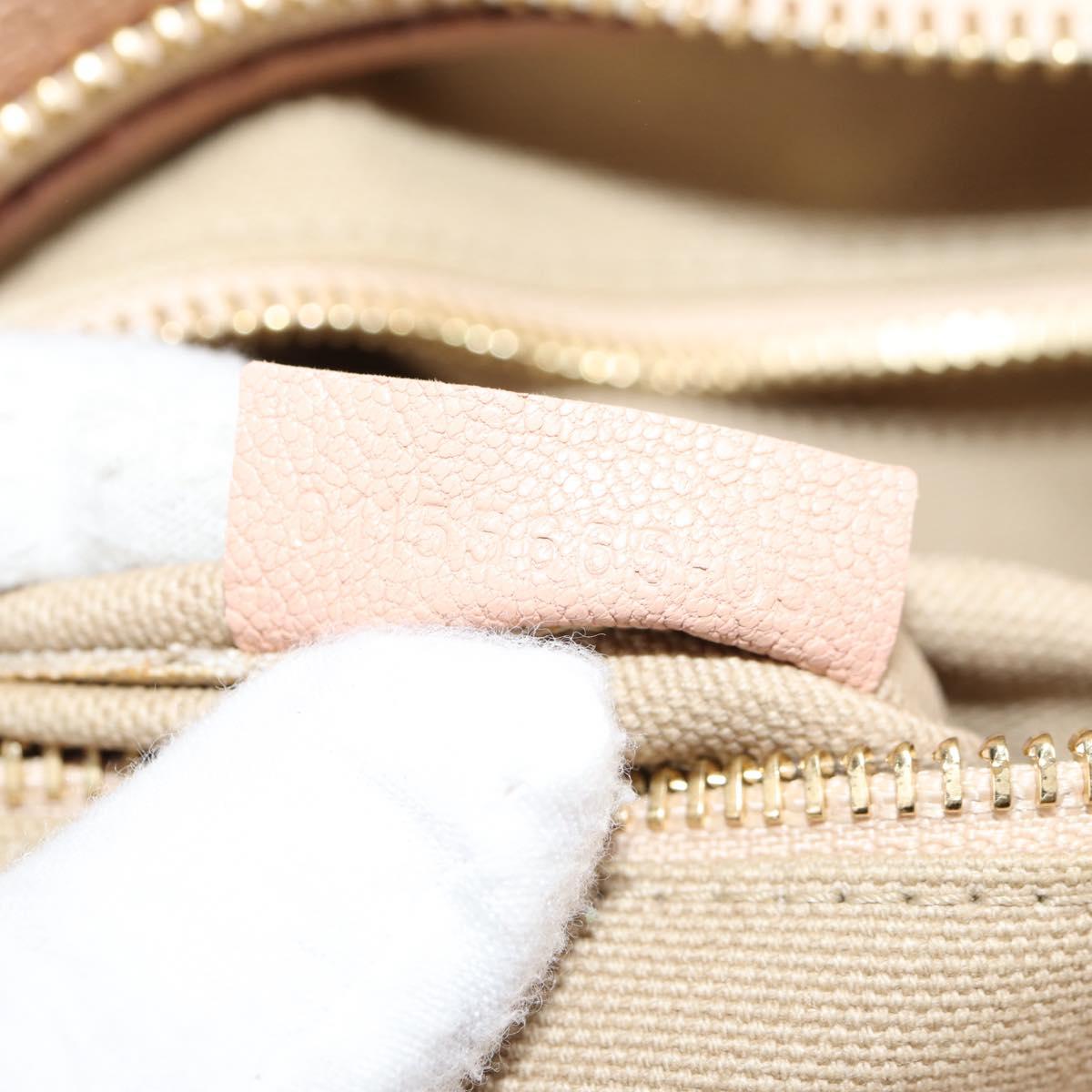 Chloe Everston Hand Bag Leather 2way Beige Gold Auth 134169V