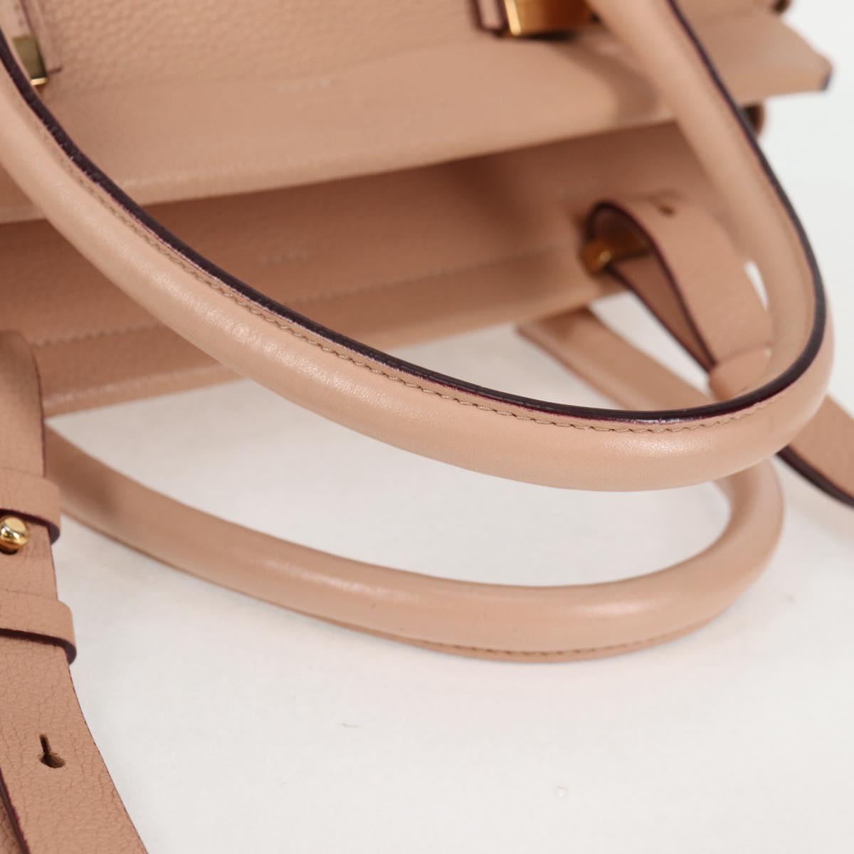 Chloe Everston Hand Bag Leather 2way Beige Gold Auth 134169V
