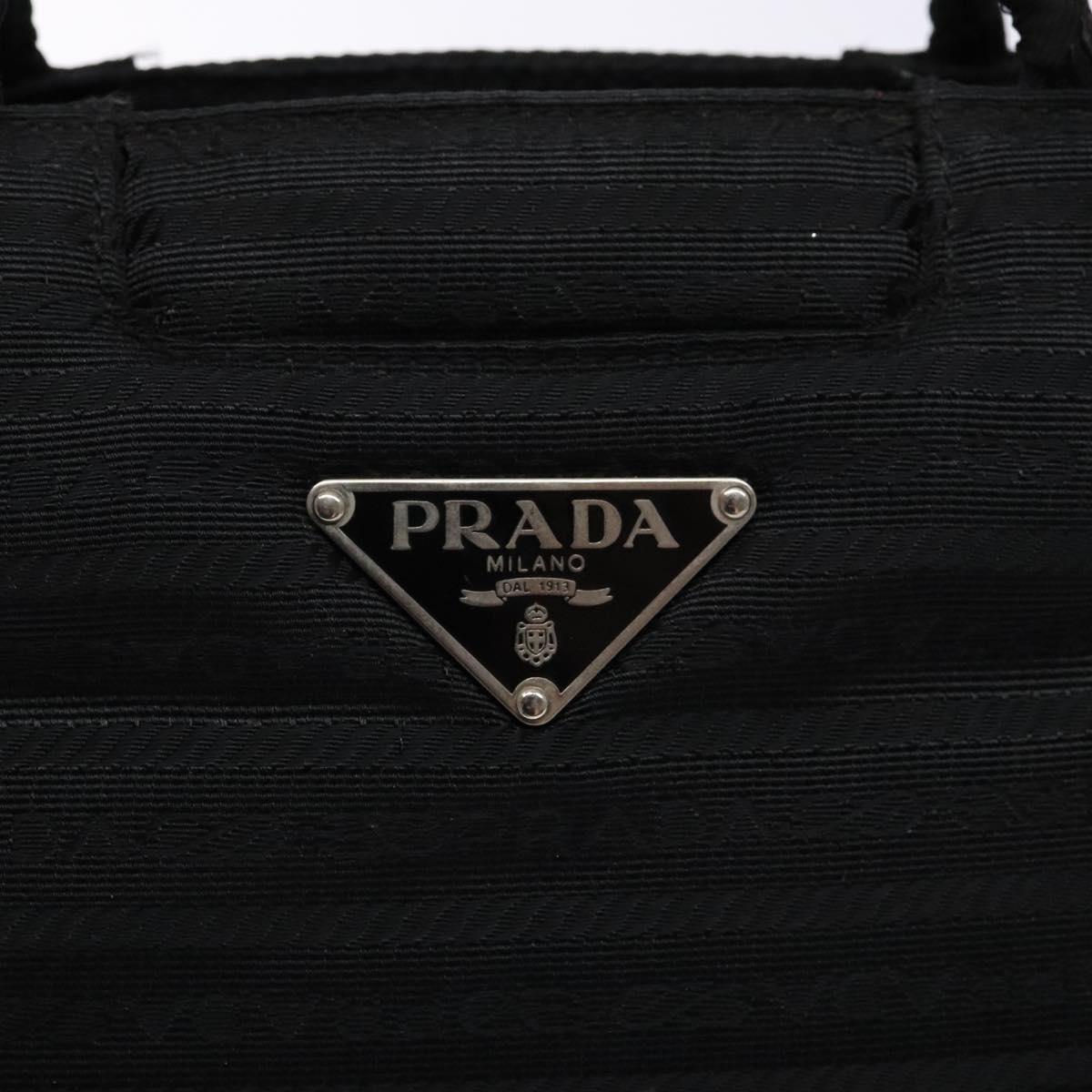 PRADA Hand Bag Nylon Black Silver Auth 134200