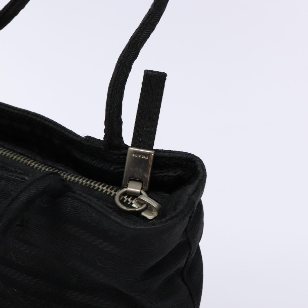 PRADA Hand Bag Nylon Black Silver Auth 134200
