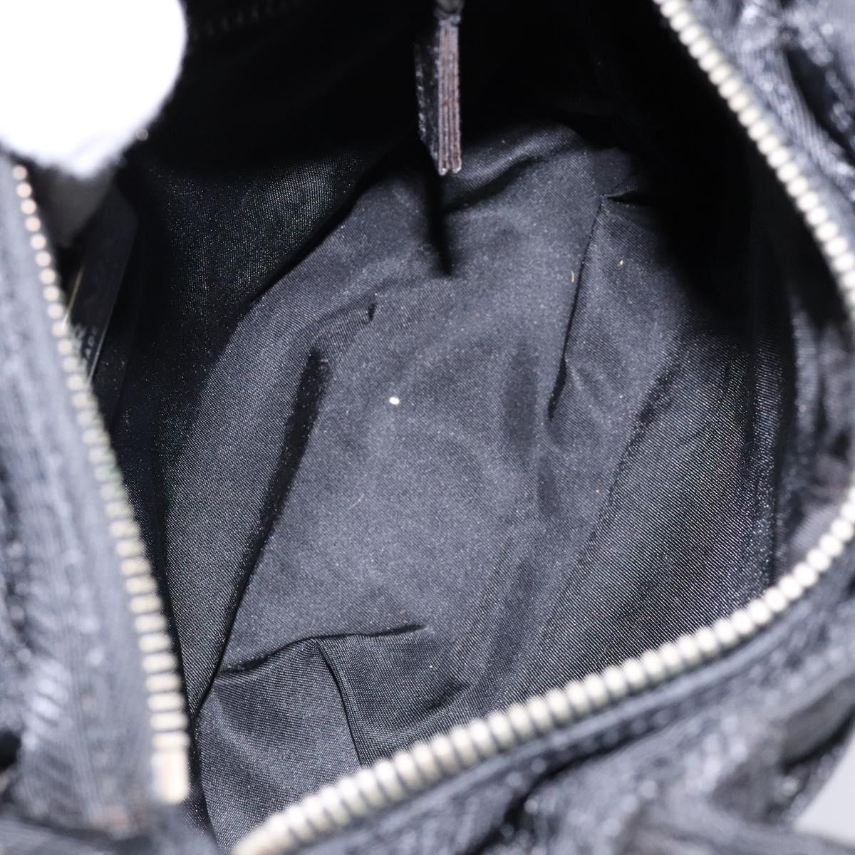 PRADA Hand Bag Nylon Black Silver Auth 134200