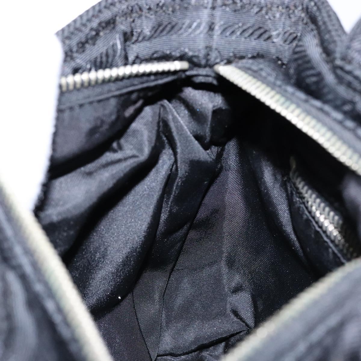 PRADA Hand Bag Nylon Black Silver Auth 134200