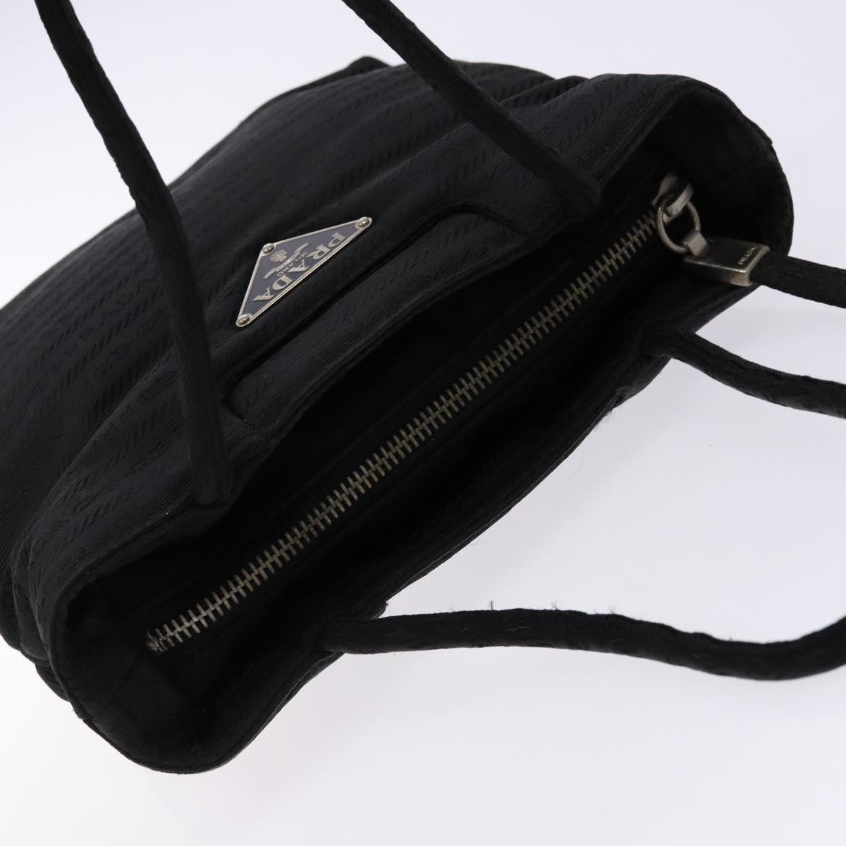 PRADA Hand Bag Nylon Black Silver Auth 134200