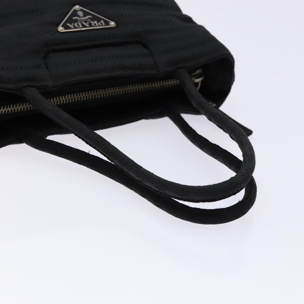 PRADA Hand Bag Nylon Black Silver Auth 134200