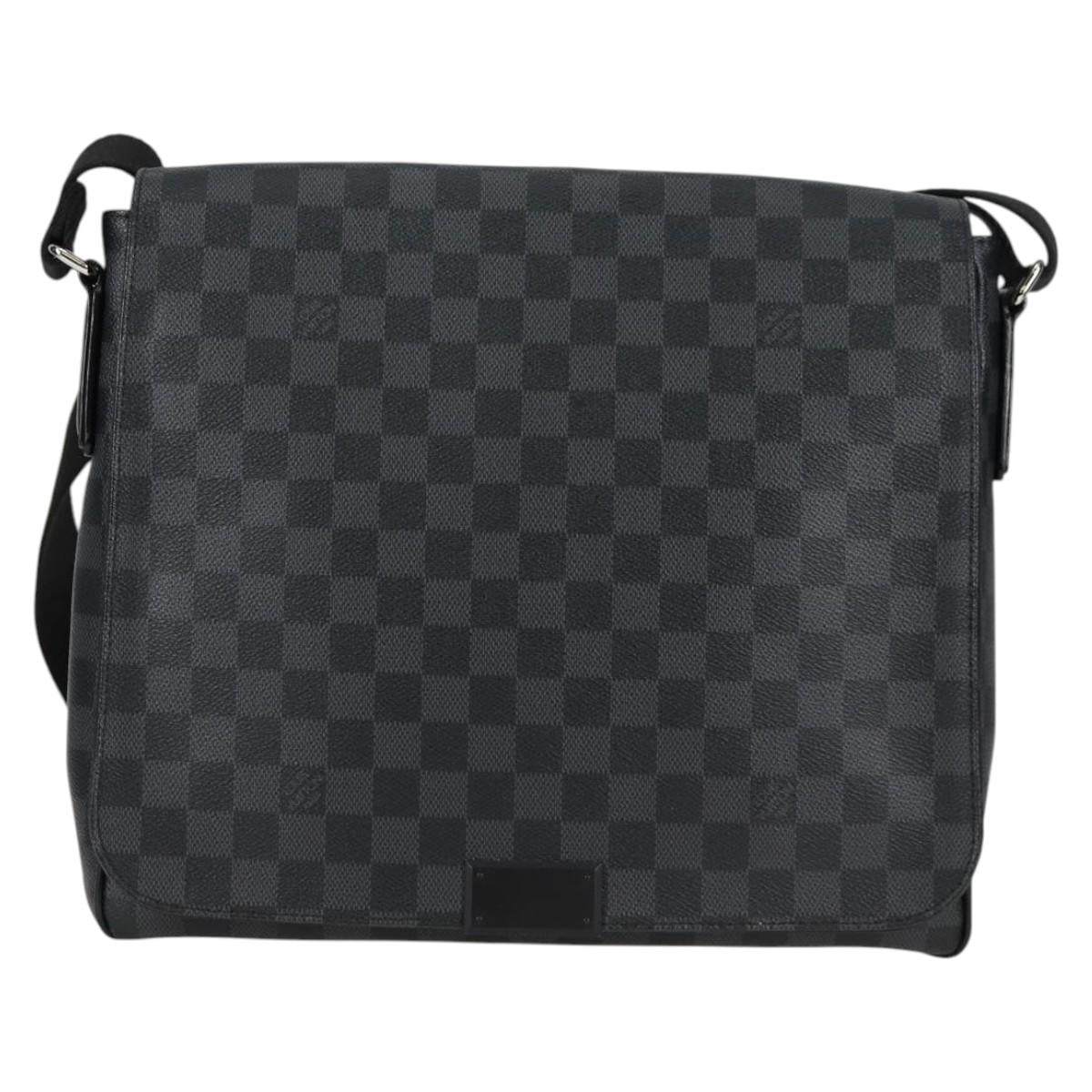 LOUIS VUITTON Damier Graphite District MM Shoulder Bag N41272 LV Auth 134210V