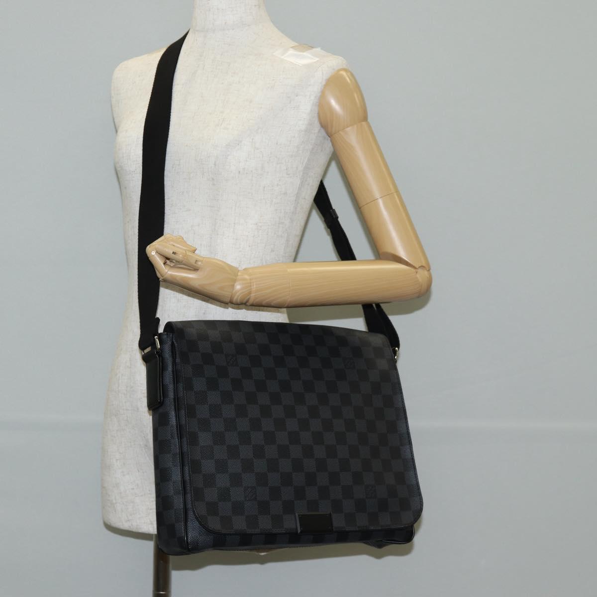 LOUIS VUITTON Damier Graphite District MM Shoulder Bag N41272 LV Auth 134210V