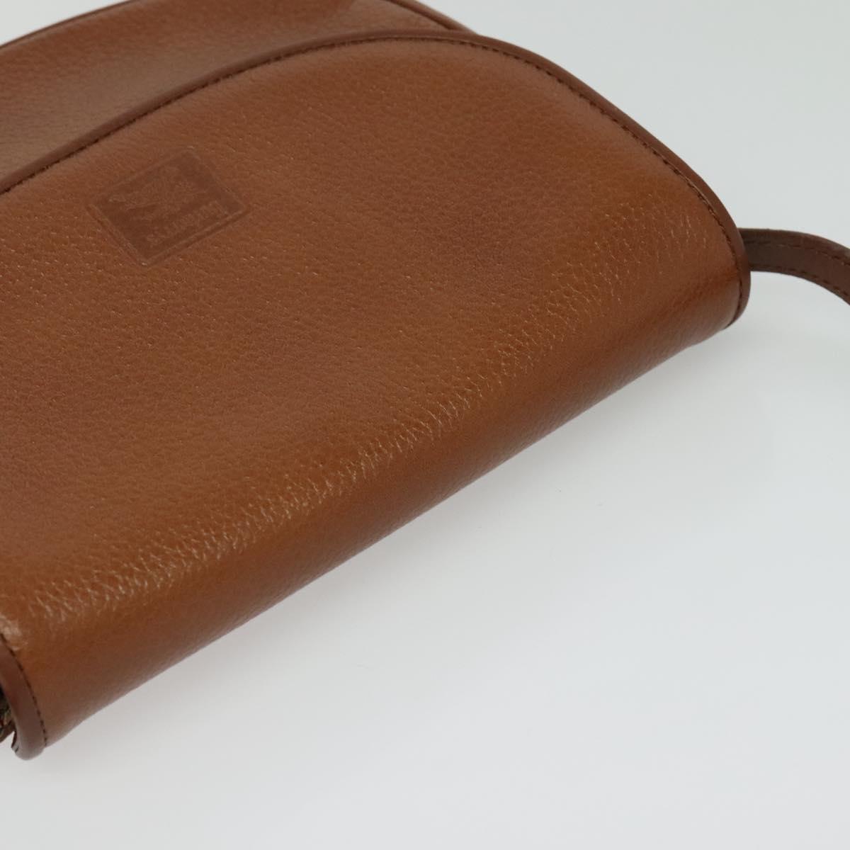 Burberrys Shoulder Bag Leather Brown Gold Auth 134218