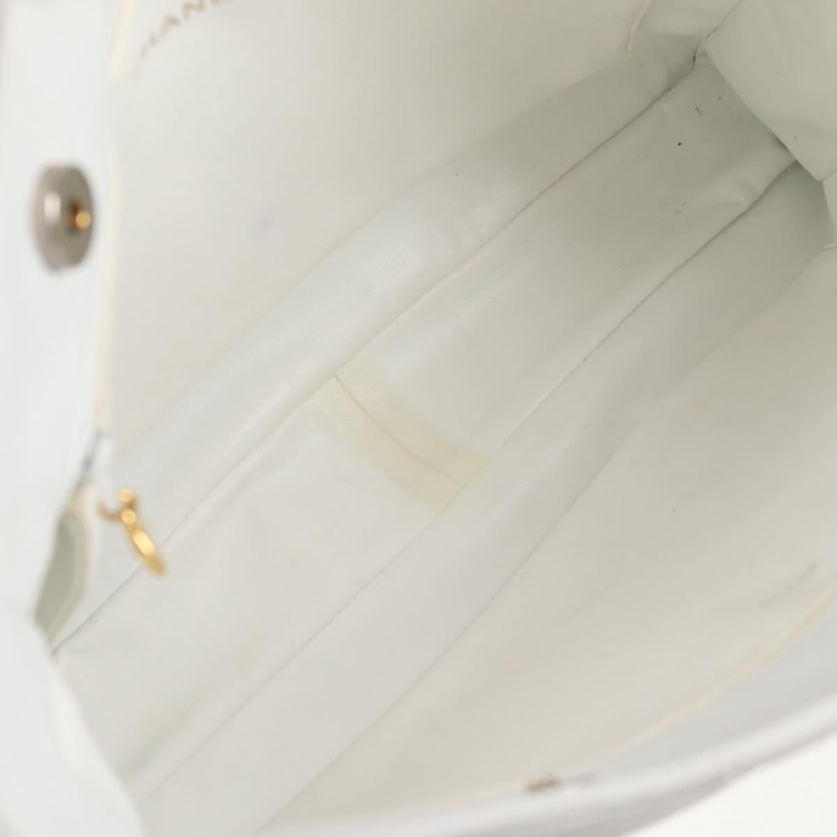 CHANEL Matelasse Chain Shoulder Bag Lamb Skin White CC Auth 134221