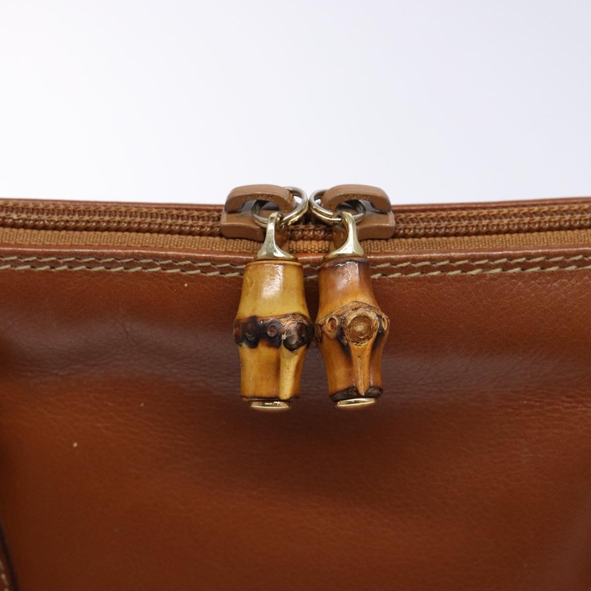 GUCCI Bamboo Hand Bag Leather Brown Gold 000 1186 0289 Auth 134226