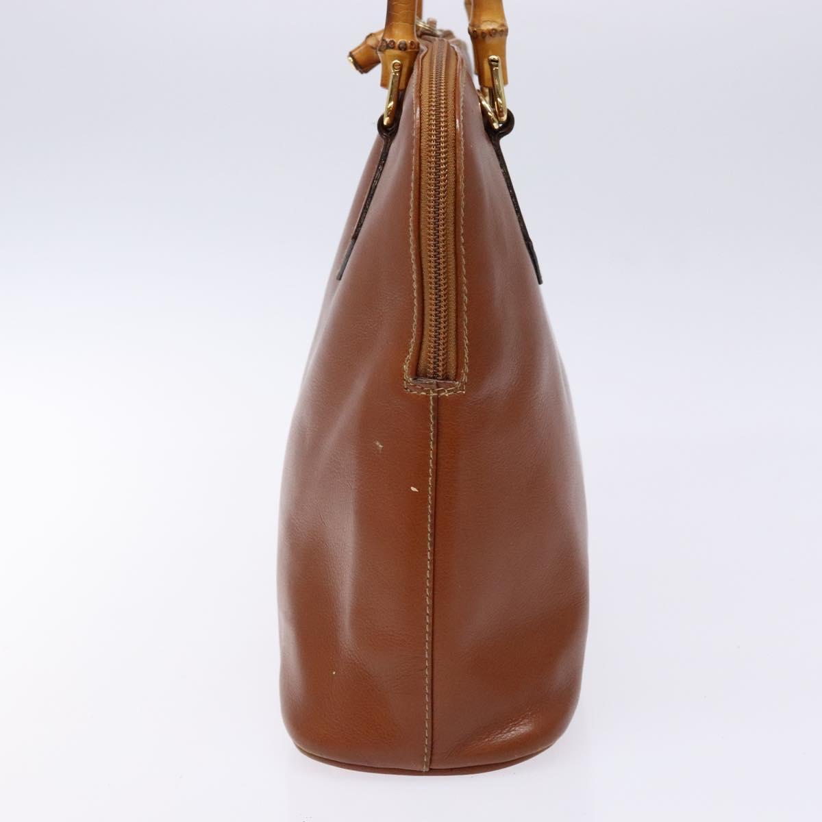 GUCCI Bamboo Hand Bag Leather Brown Gold 000 1186 0289 Auth 134226
