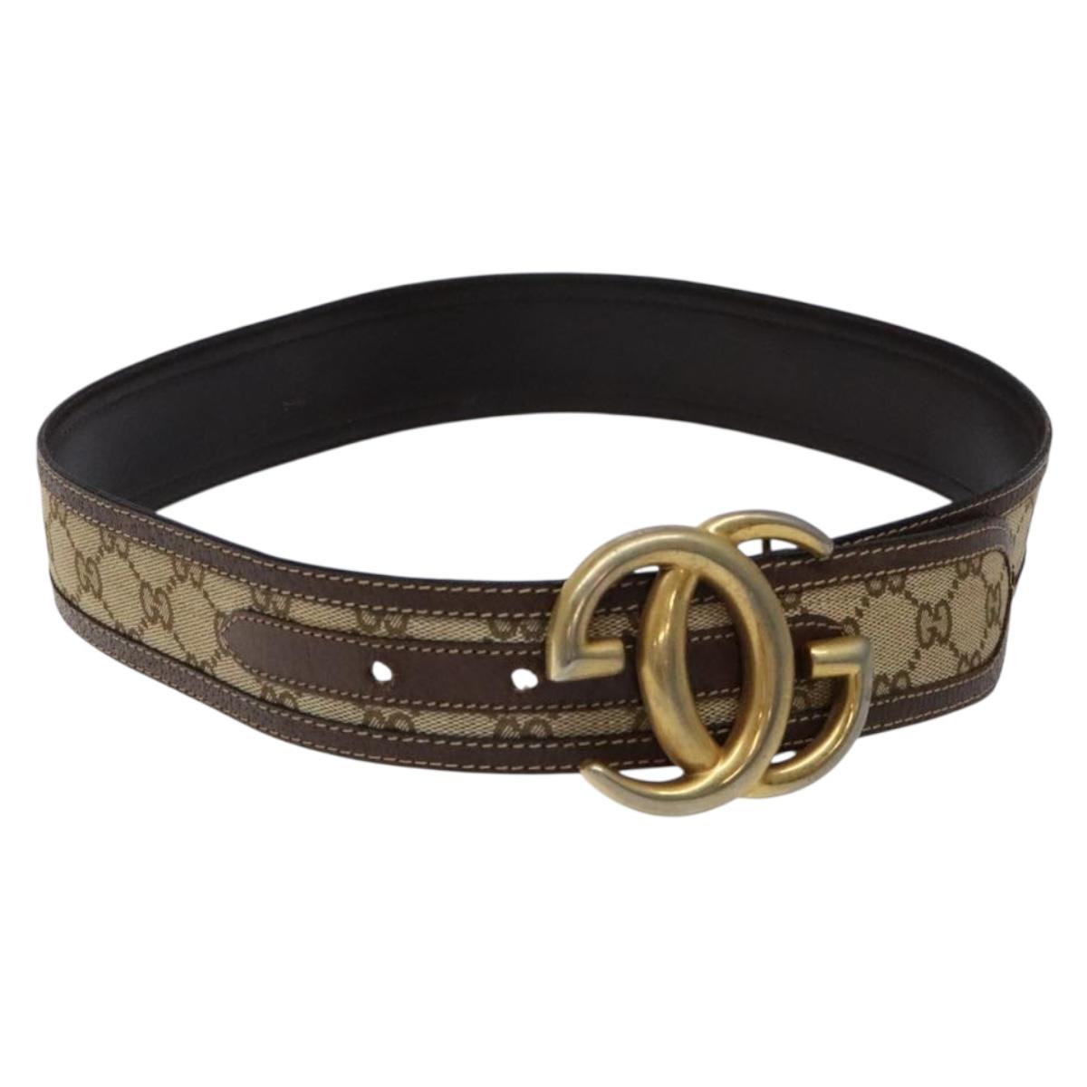 GUCCI GG Canvas Belt Vintage Beige Gold Auth 134270