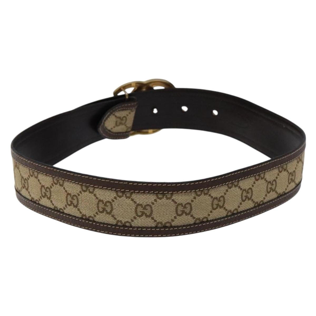 GUCCI GG Canvas Belt Vintage Beige Gold Auth 134270