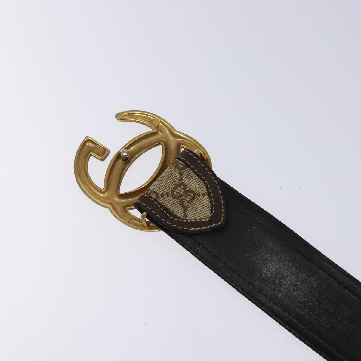 GUCCI GG Canvas Belt Vintage Beige Gold Auth 134270