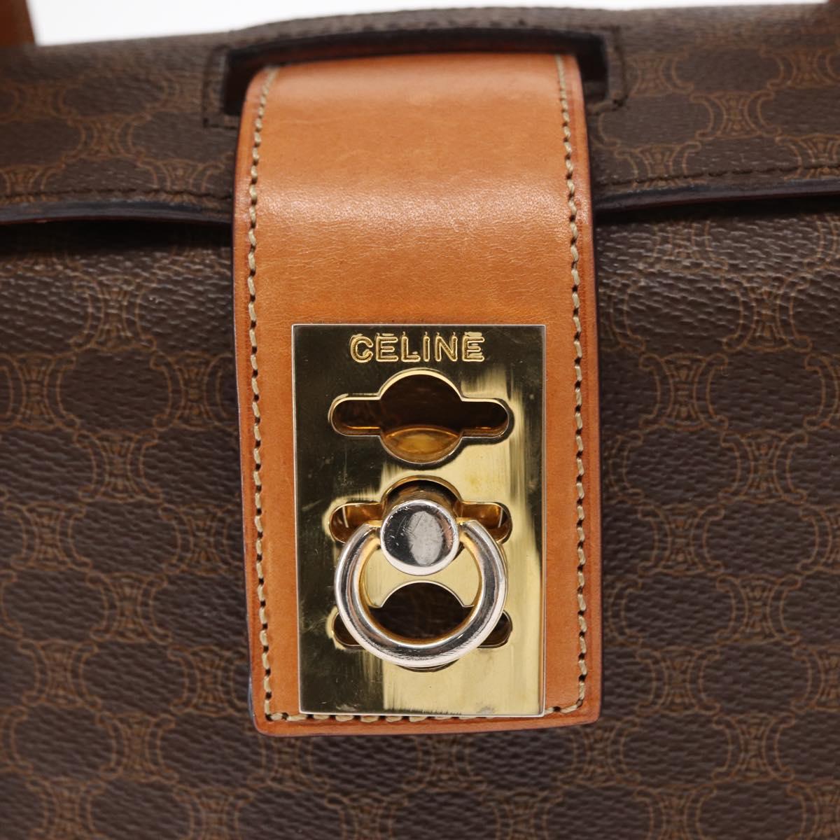 CELINE Macadam Canvas Hand Bag PVC Leather 2way Brown Gold Auth 134331V