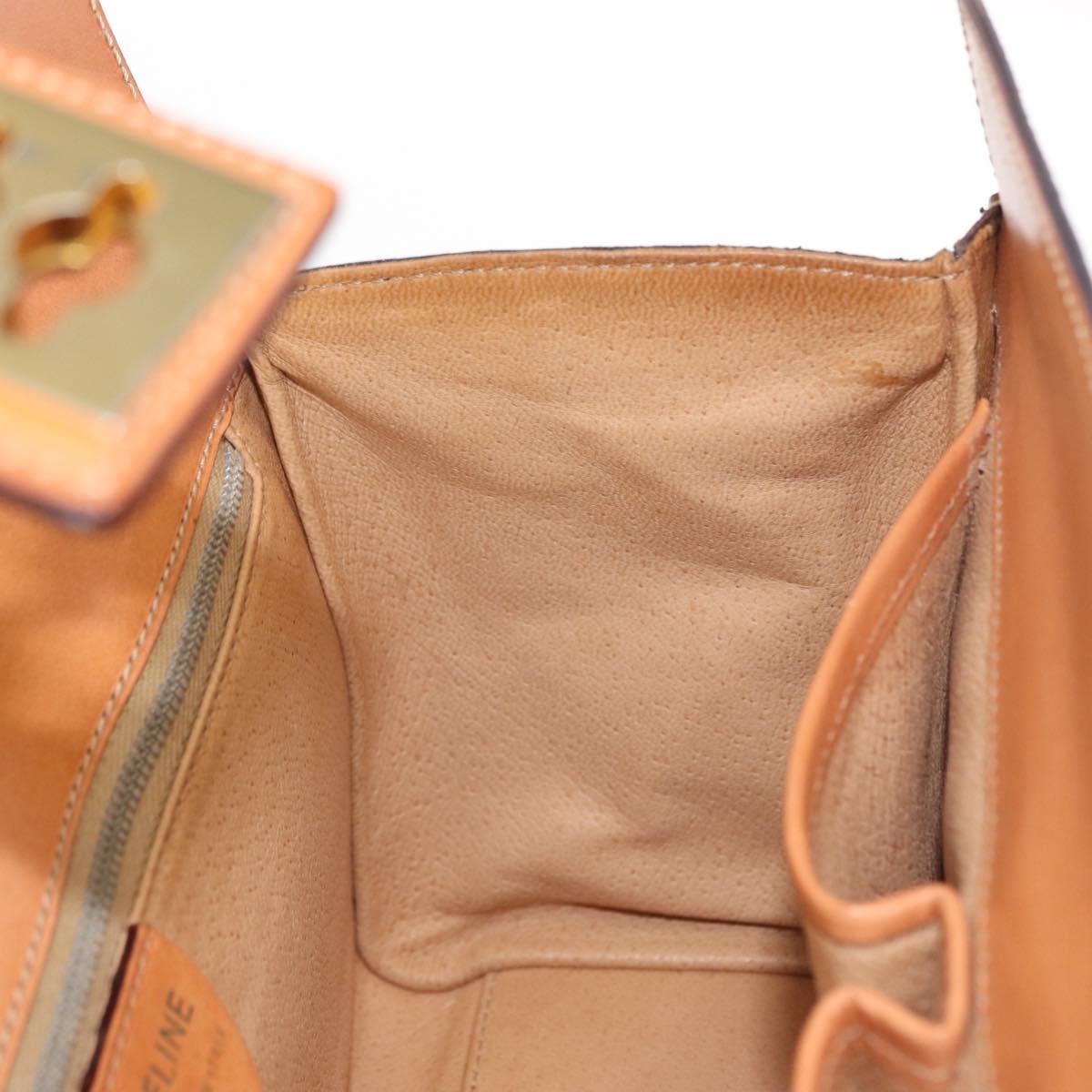 CELINE Macadam Canvas Hand Bag PVC Leather 2way Brown Gold Auth 134331V