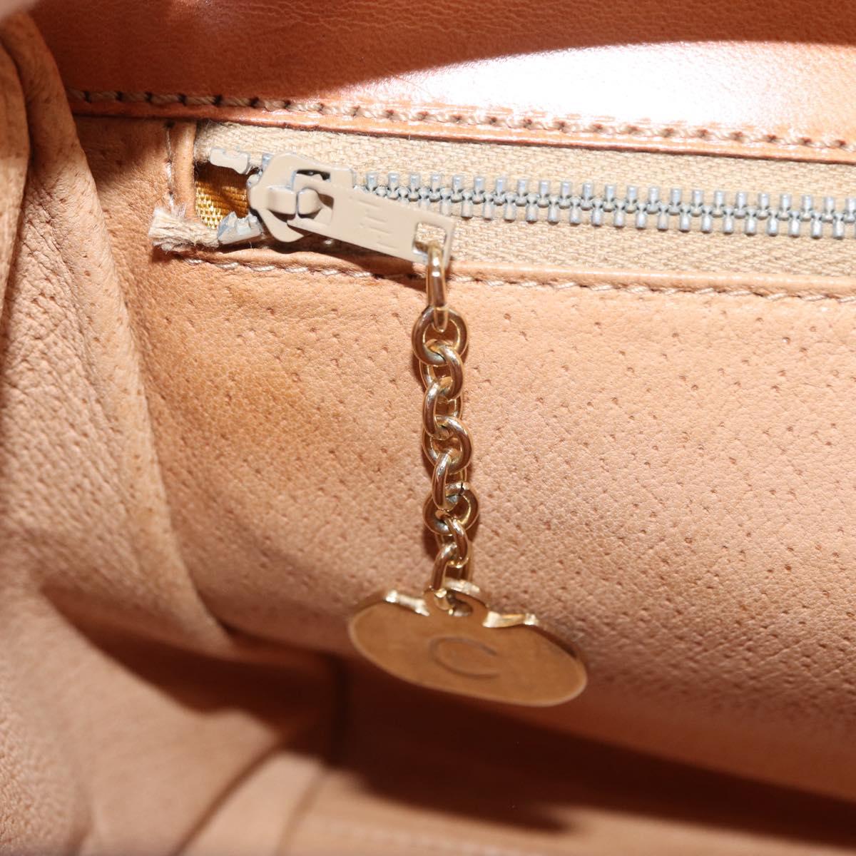 CELINE Macadam Canvas Hand Bag PVC Leather 2way Brown Gold Auth 134331V