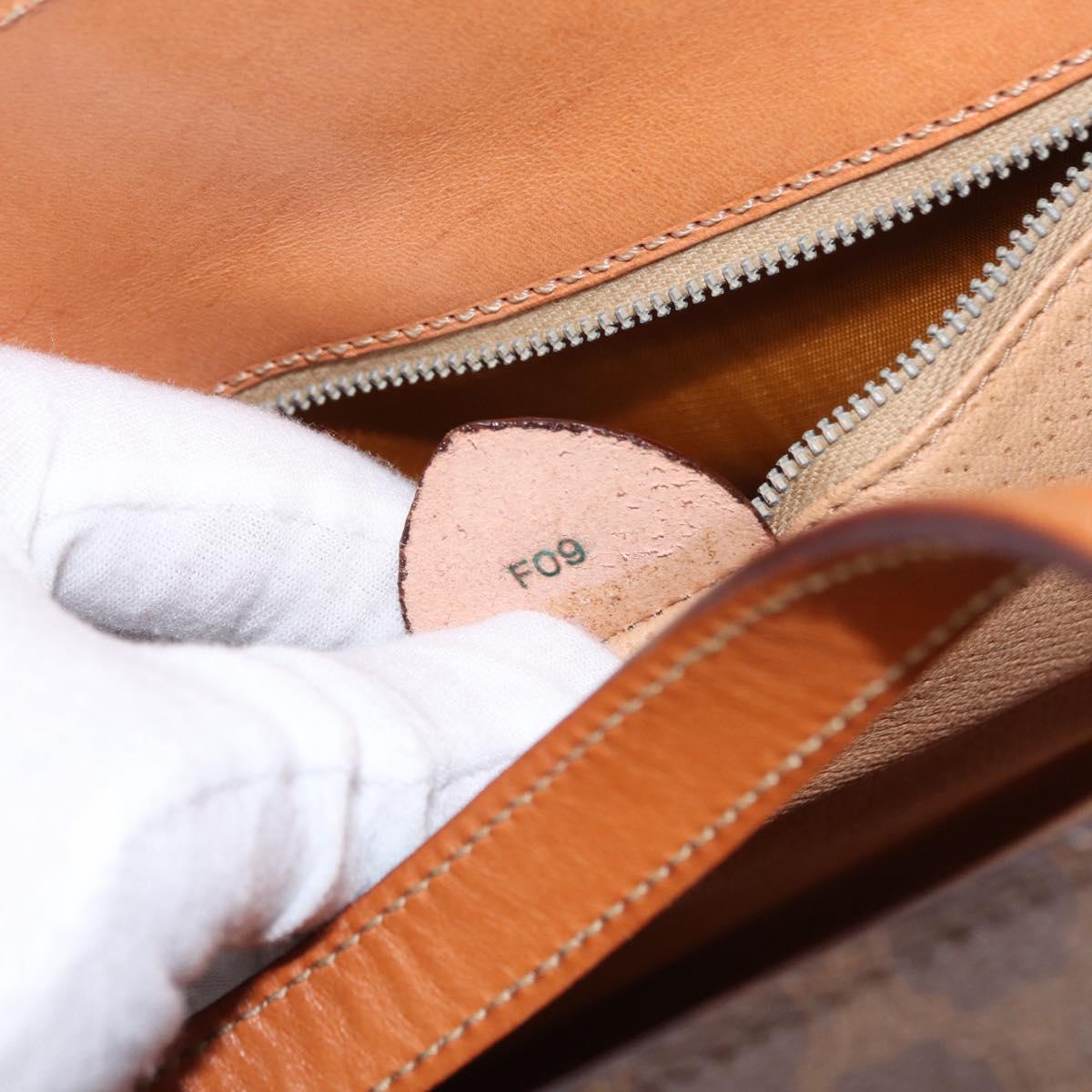 CELINE Macadam Canvas Hand Bag PVC Leather 2way Brown Gold Auth 134331V