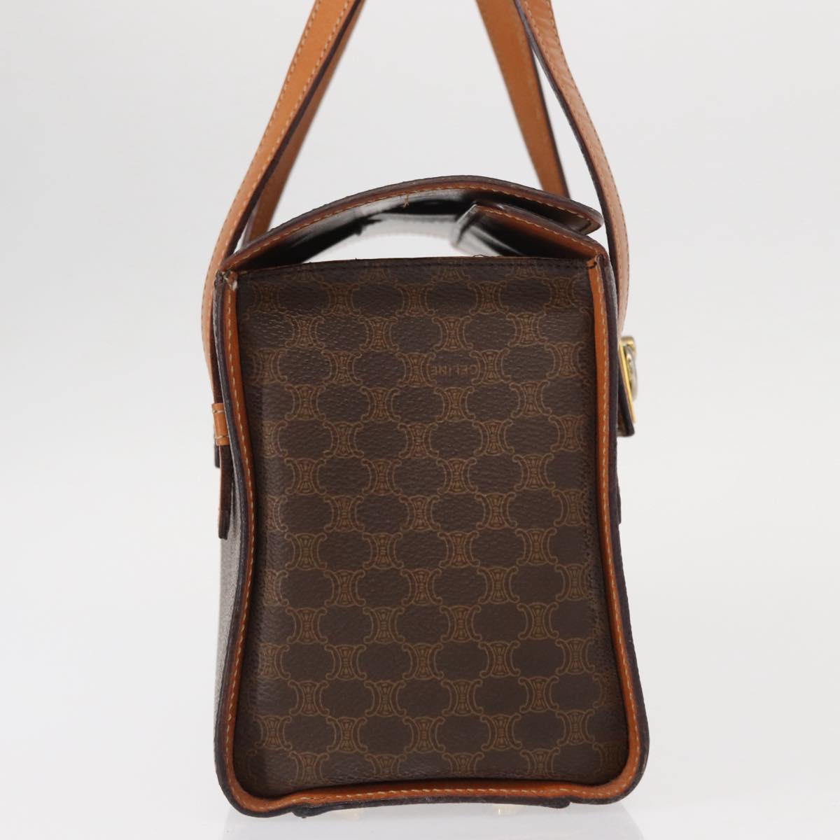 CELINE Macadam Canvas Hand Bag PVC Leather 2way Brown Gold Auth 134331V