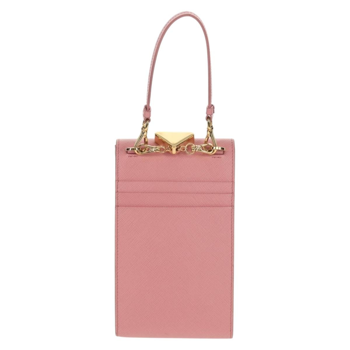 PRADA Chain Shoulder Bag Leather 2way Pink Gold 1BP050 Auth 134332M