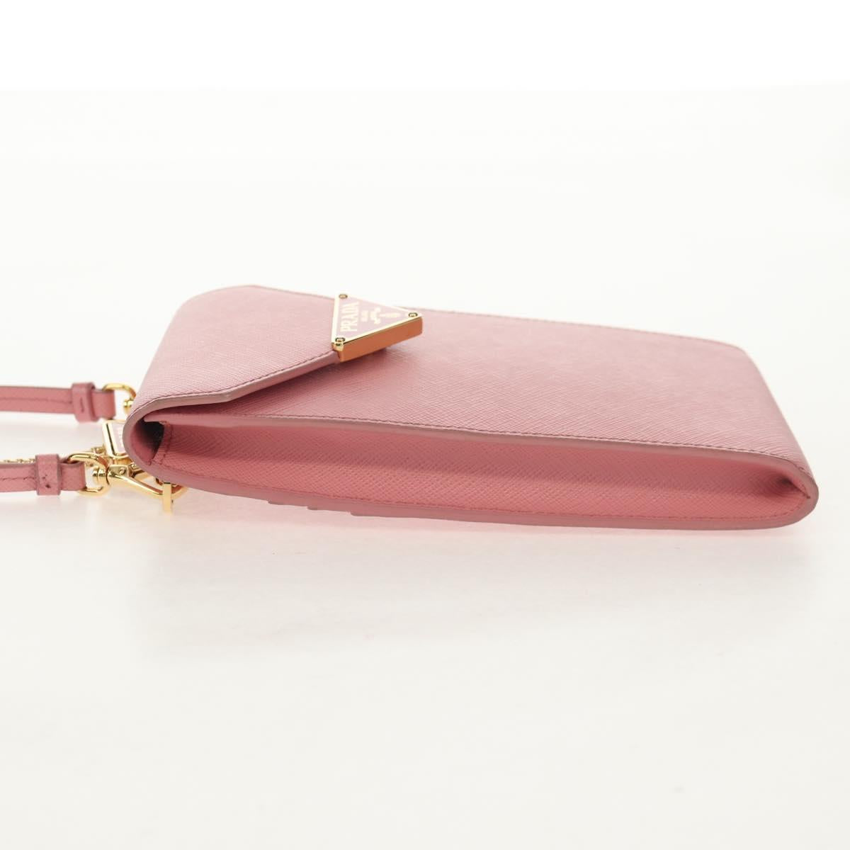 PRADA Chain Shoulder Bag Leather 2way Pink Gold 1BP050 Auth 134332M