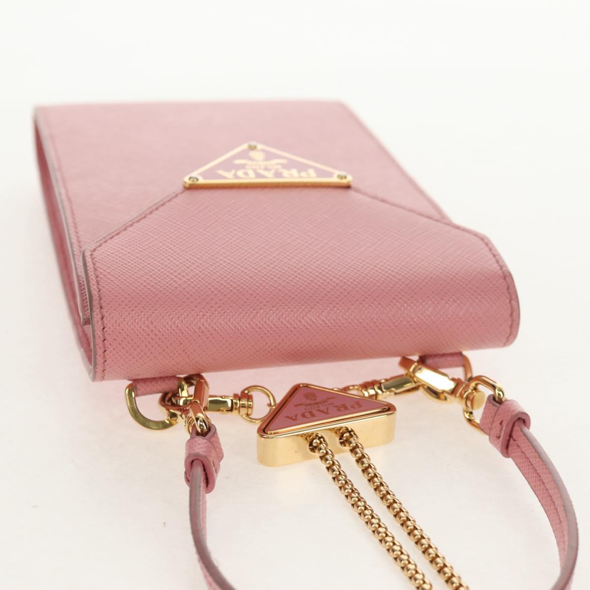 PRADA Chain Shoulder Bag Leather 2way Pink Gold 1BP050 Auth 134332M