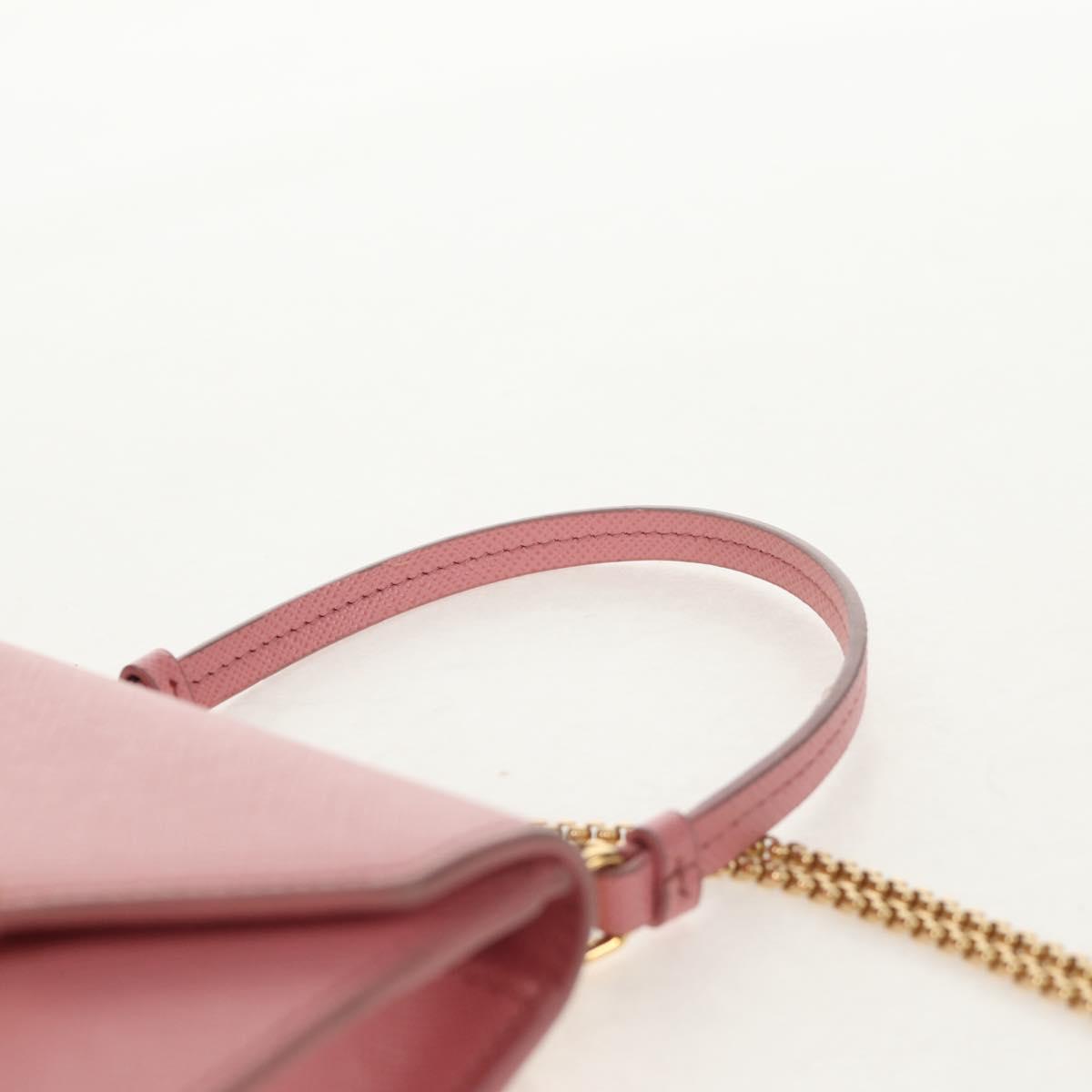 PRADA Chain Shoulder Bag Leather 2way Pink Gold 1BP050 Auth 134332M