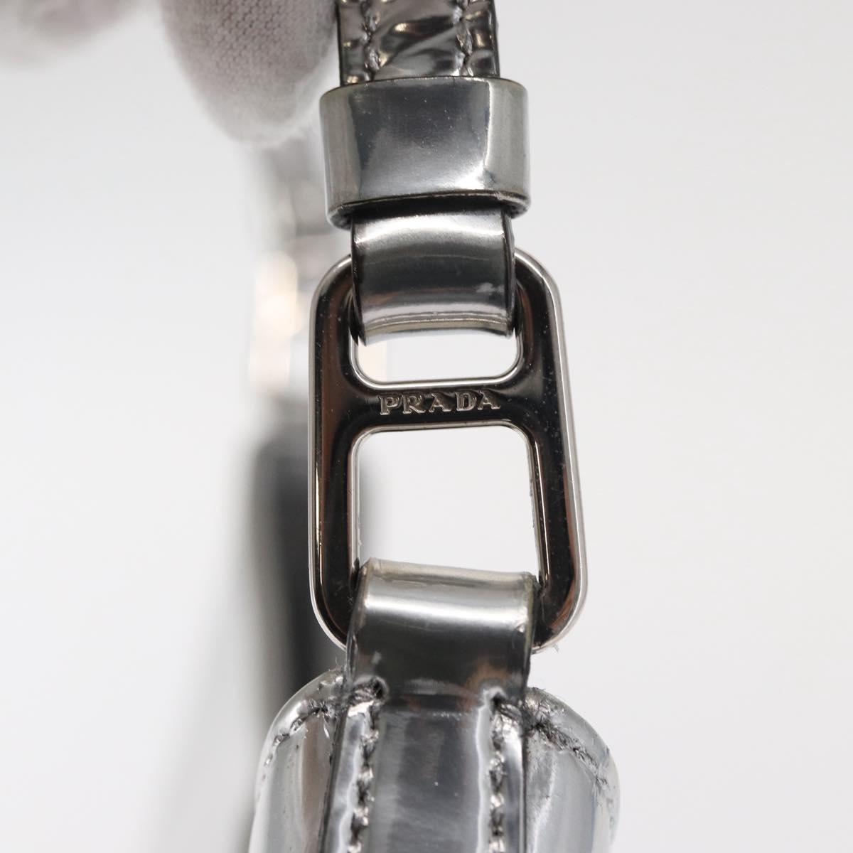 PRADA Shoulder Bag Leather Silver Auth 134333V