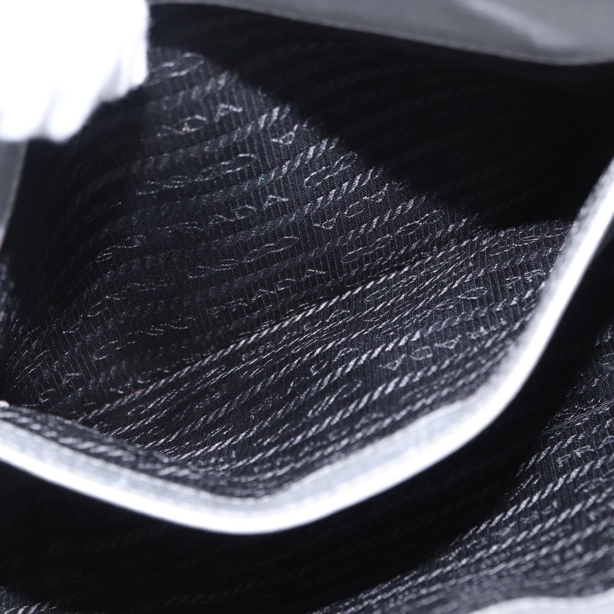 PRADA Shoulder Bag Leather Silver Auth 134333V