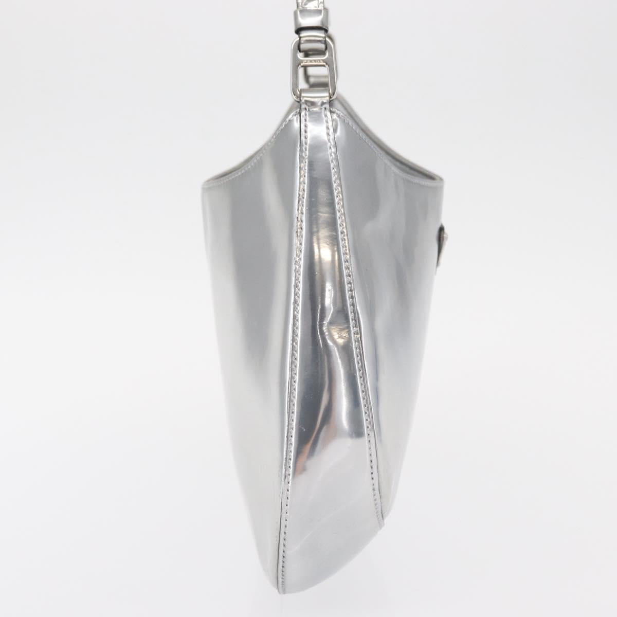 PRADA Shoulder Bag Leather Silver Auth 134333V