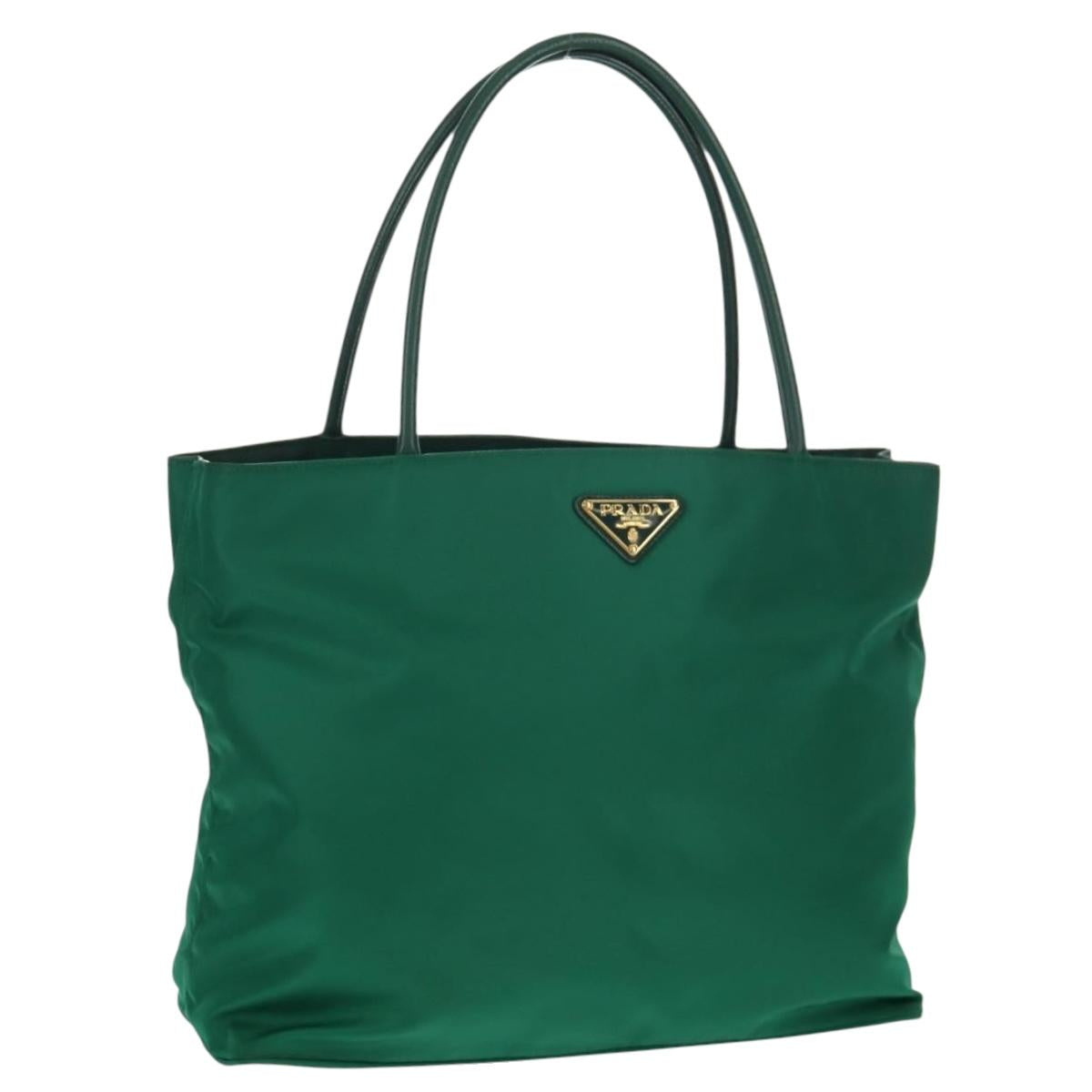 PRADA Tote Bag Nylon Green Gold Auth 134335AM