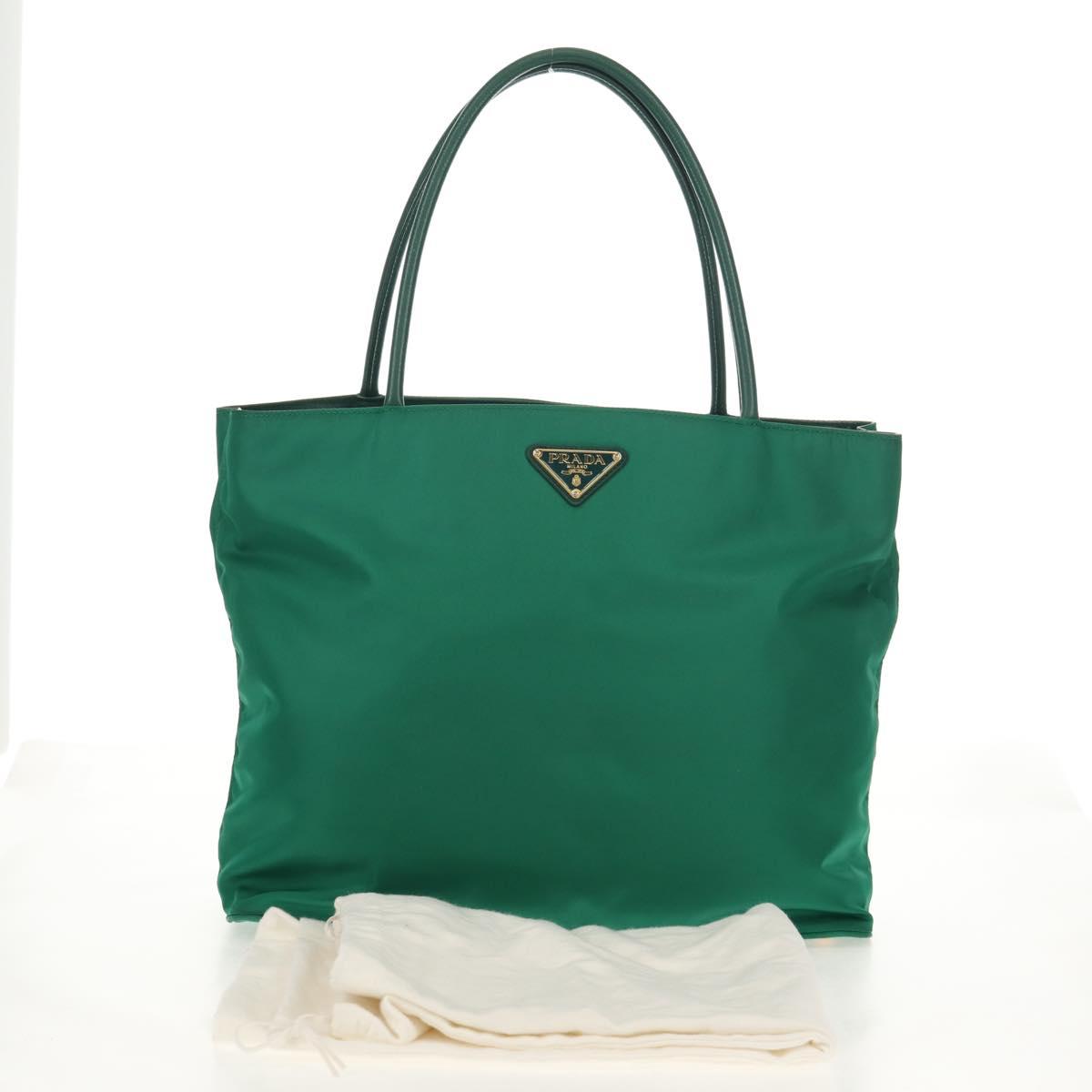 PRADA Tote Bag Nylon Green Gold Auth 134335AM