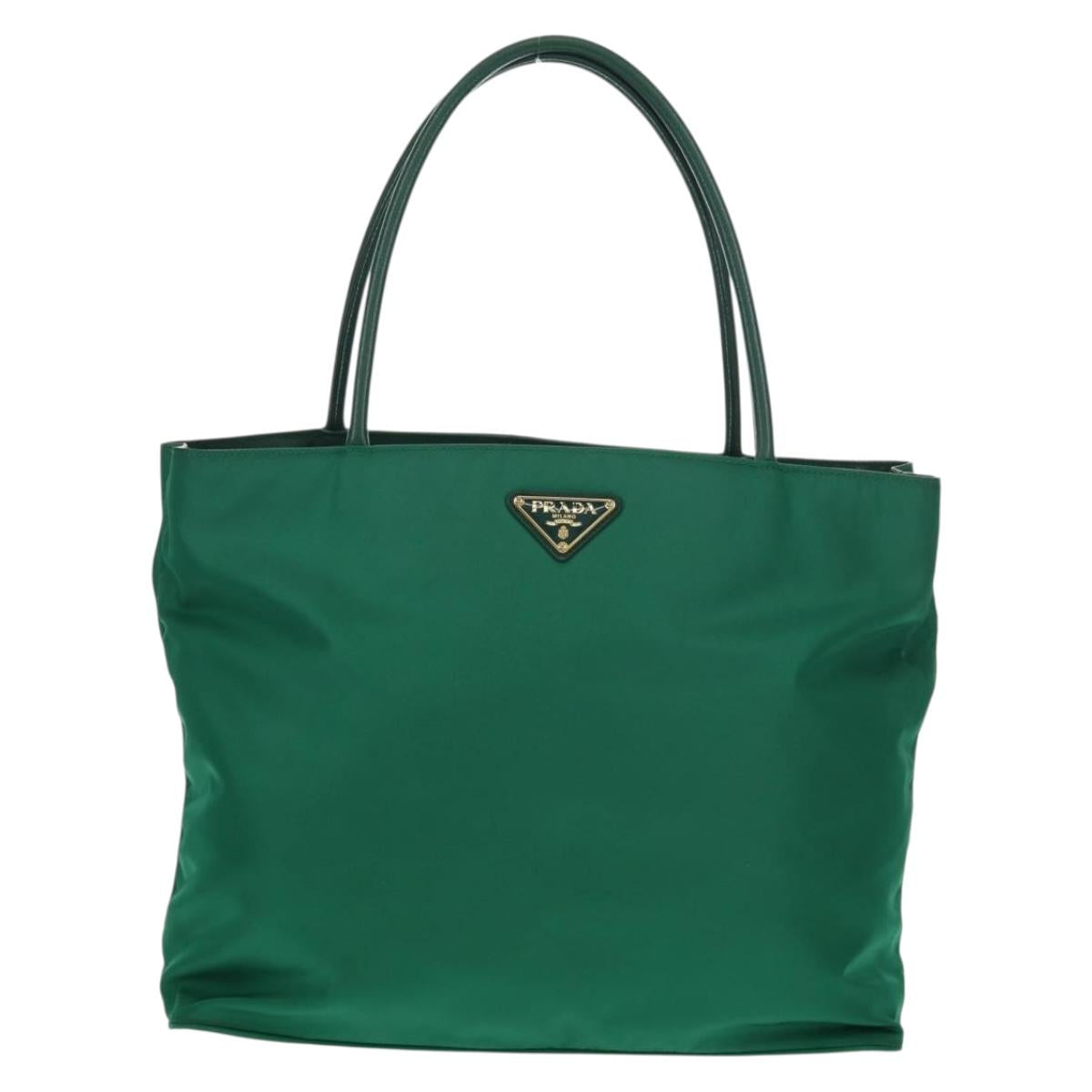 PRADA Tote Bag Nylon Green Gold Auth 134335AM