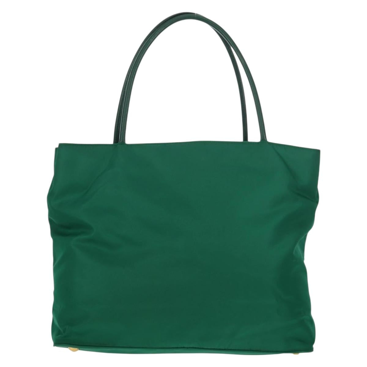PRADA Tote Bag Nylon Green Gold Auth 134335AM