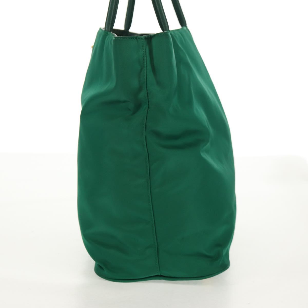 PRADA Tote Bag Nylon Green Gold Auth 134335AM