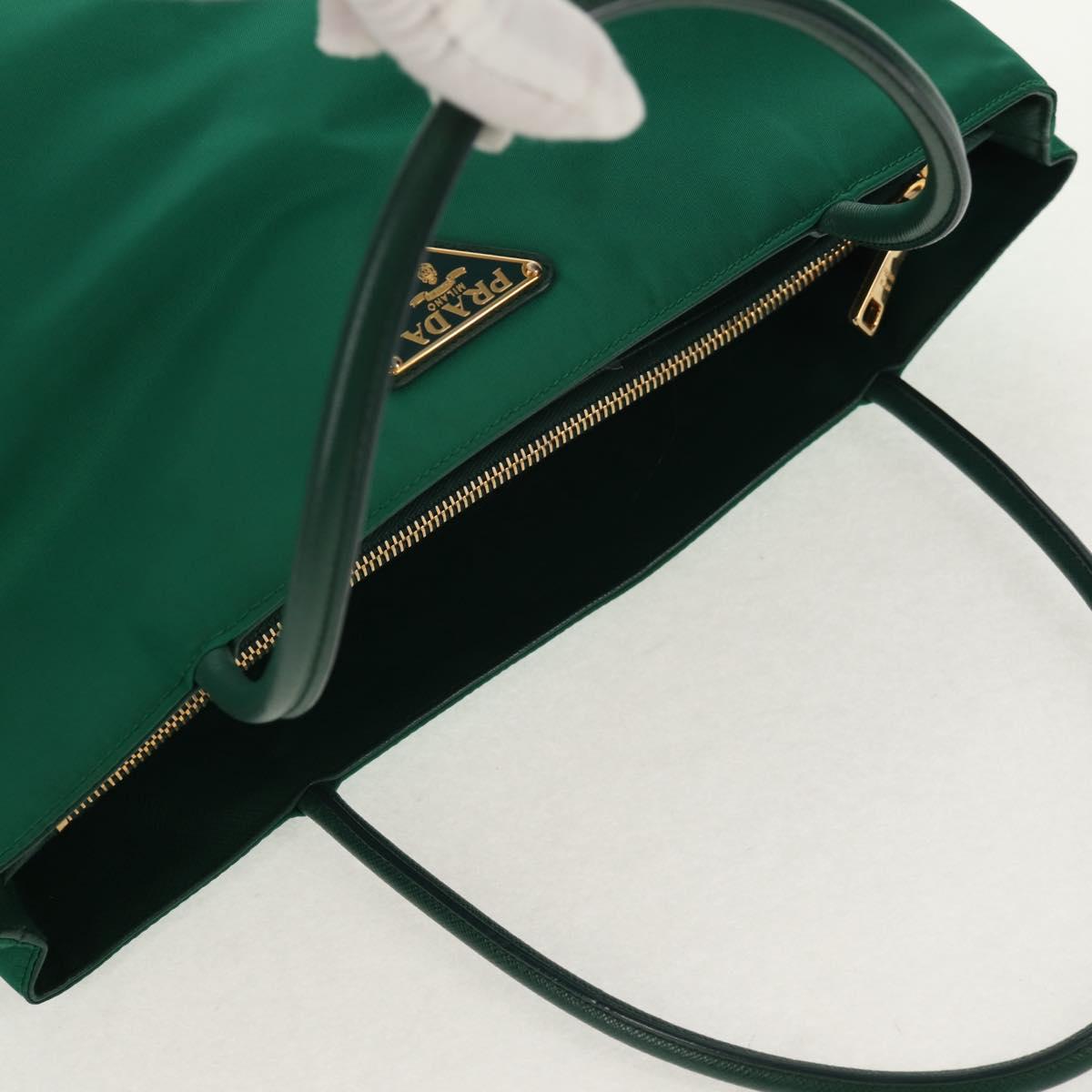 PRADA Tote Bag Nylon Green Gold Auth 134335AM