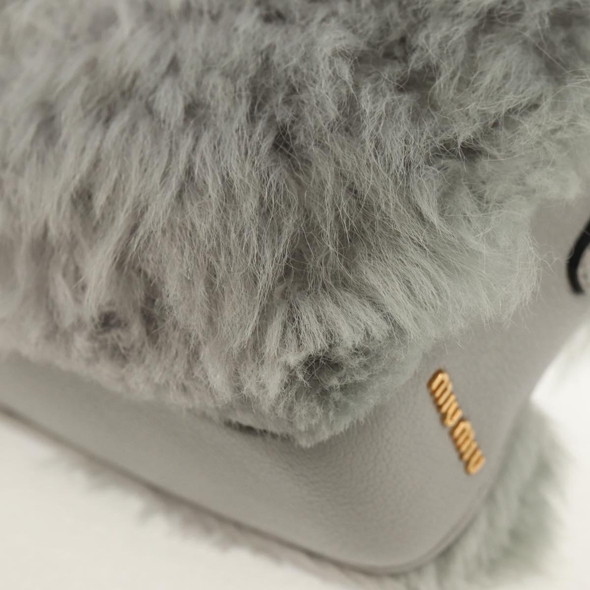 Miu Miu Shoulder Bag Fur Gray Gold Auth 134337V