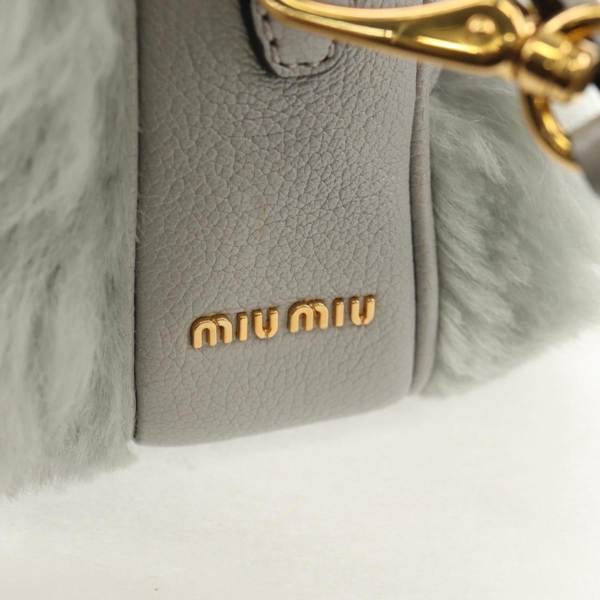 Miu Miu Shoulder Bag Fur Gray Gold Auth 134337V