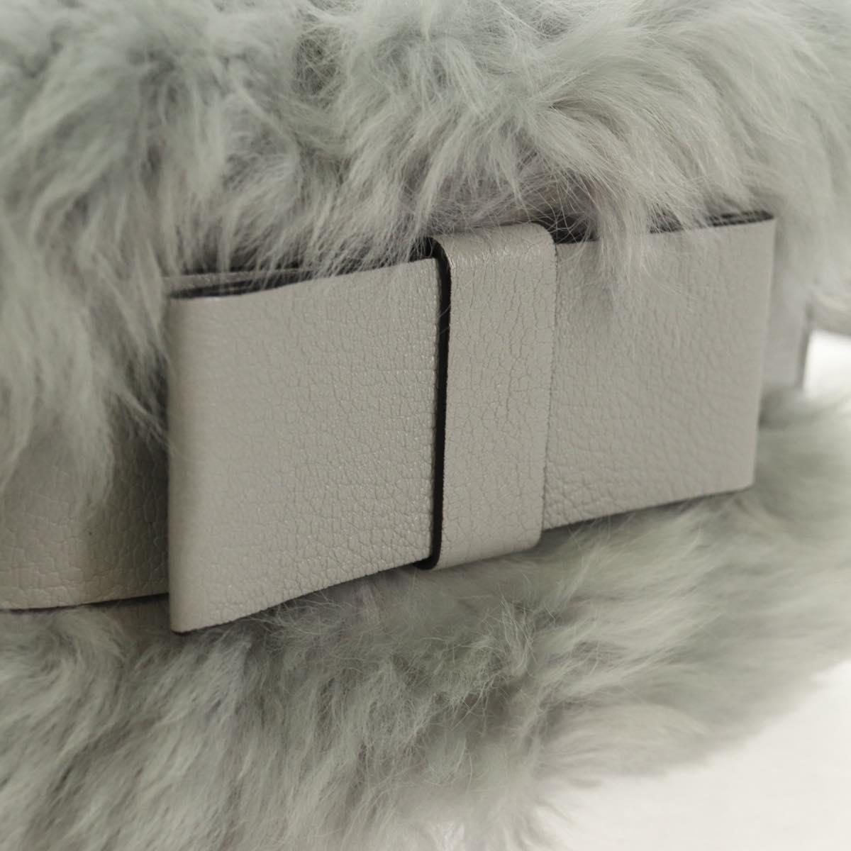 Miu Miu Shoulder Bag Fur Gray Gold Auth 134337V