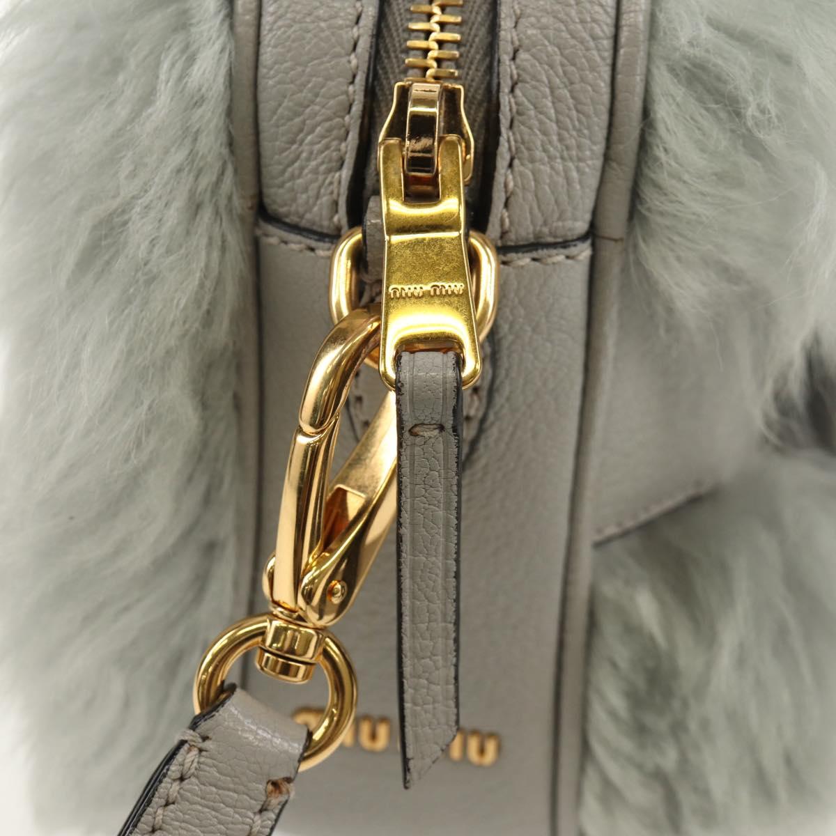 Miu Miu Shoulder Bag Fur Gray Gold Auth 134337V