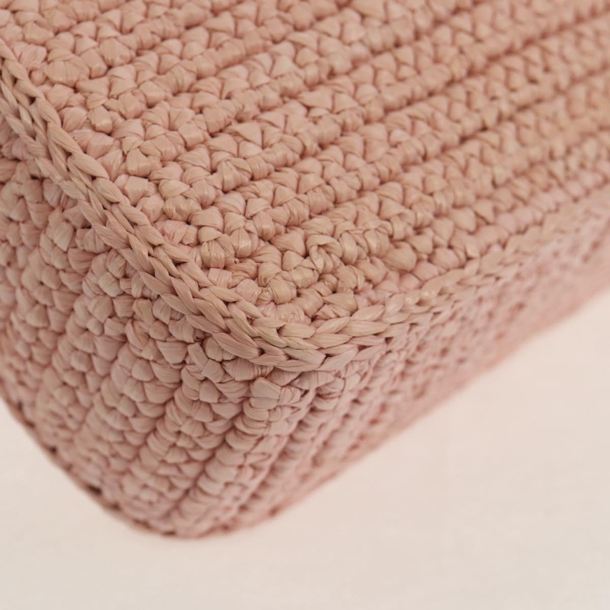 Miu Miu Arkady Hand Bag Raffia 2way Pink Gold 5BB123 Auth 134338AM