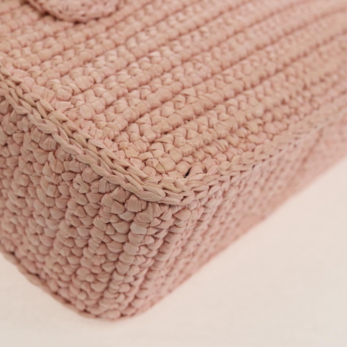 Miu Miu Arkady Hand Bag Raffia 2way Pink Gold 5BB123 Auth 134338AM