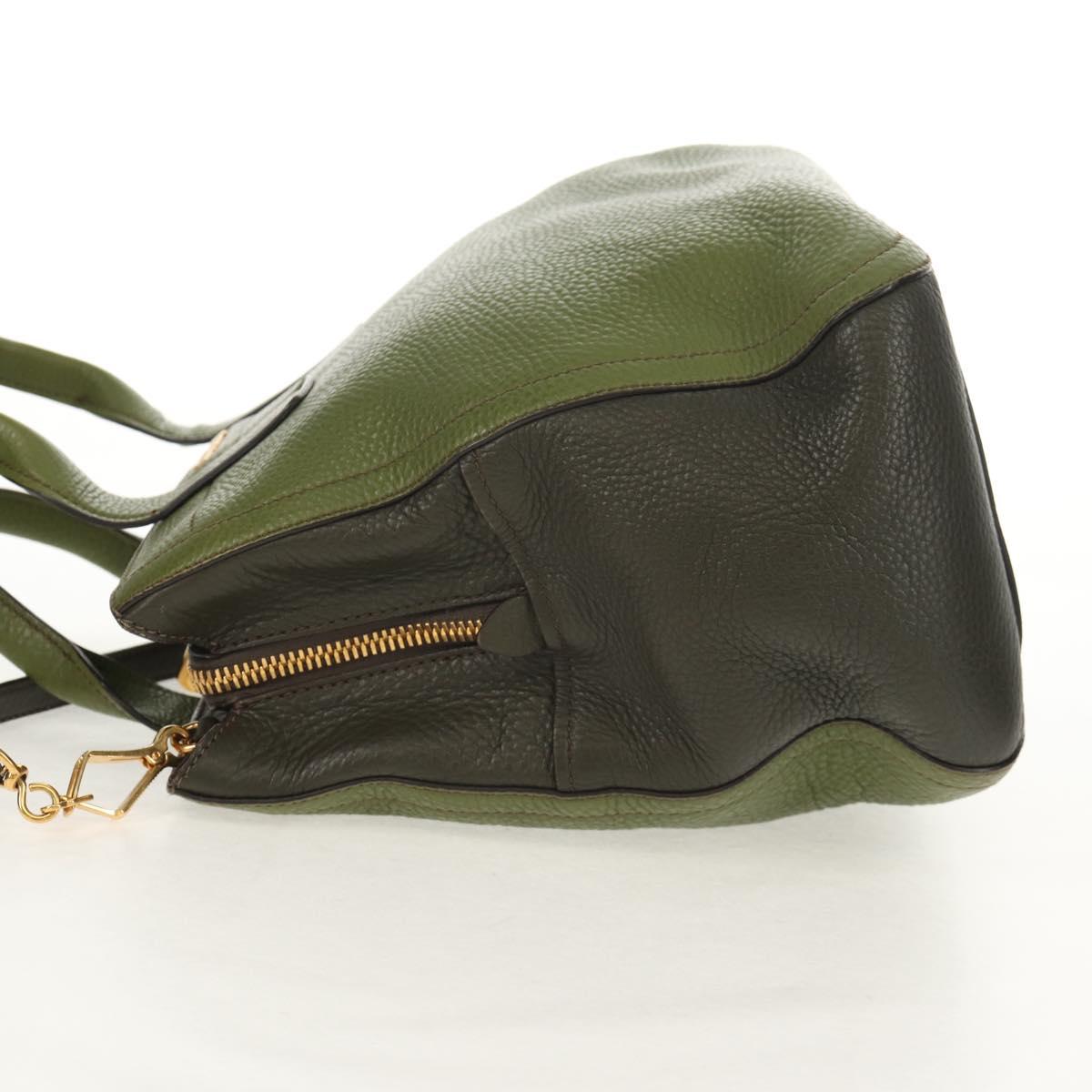 Miu Miu Hand Bag Leather 2way Green Gold RN0889 Auth 134339V