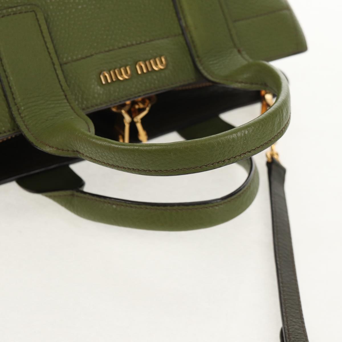 Miu Miu Hand Bag Leather 2way Green Gold RN0889 Auth 134339V