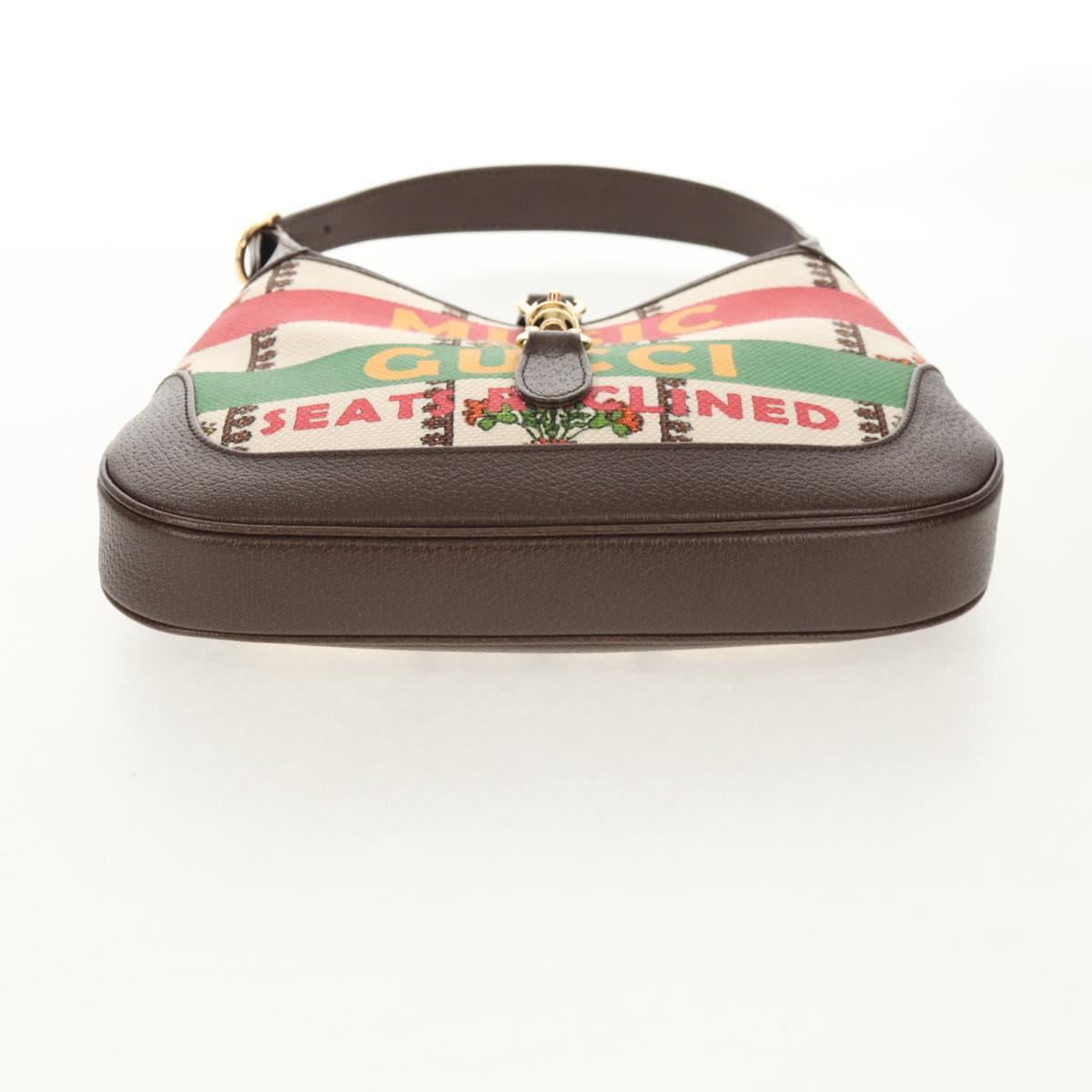 GUCCI New Jackie Shoulder Bag Canvas Brown Gold 636706 Auth 134340AM