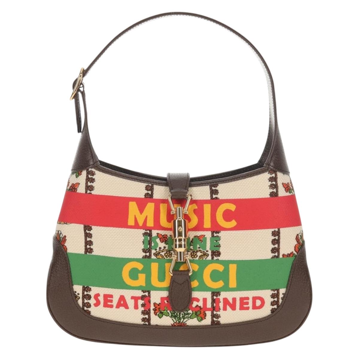 GUCCI New Jackie Shoulder Bag Canvas Brown Gold 636706 Auth 134340SM